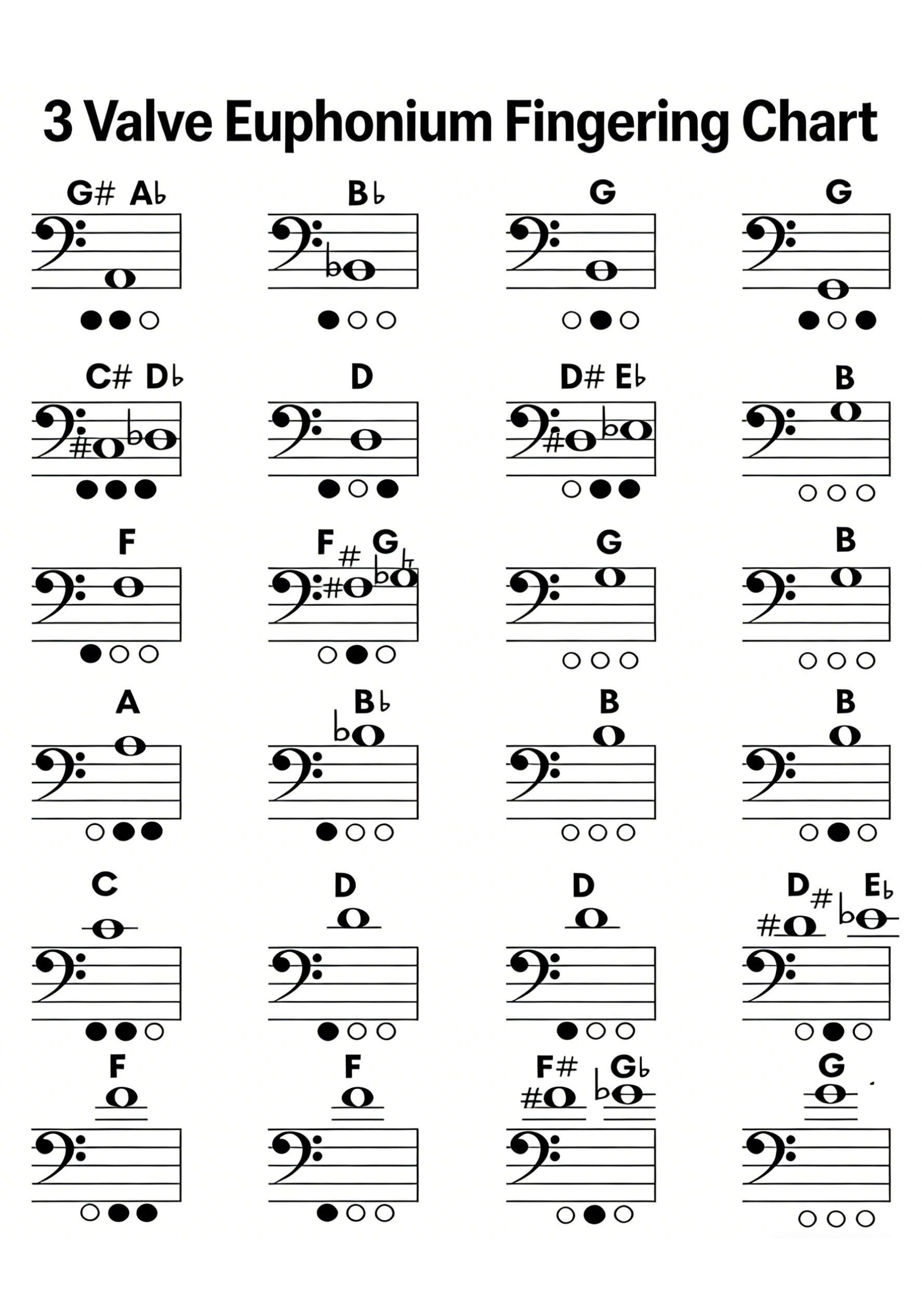3 Valve Euphonium Fingering Chart Image