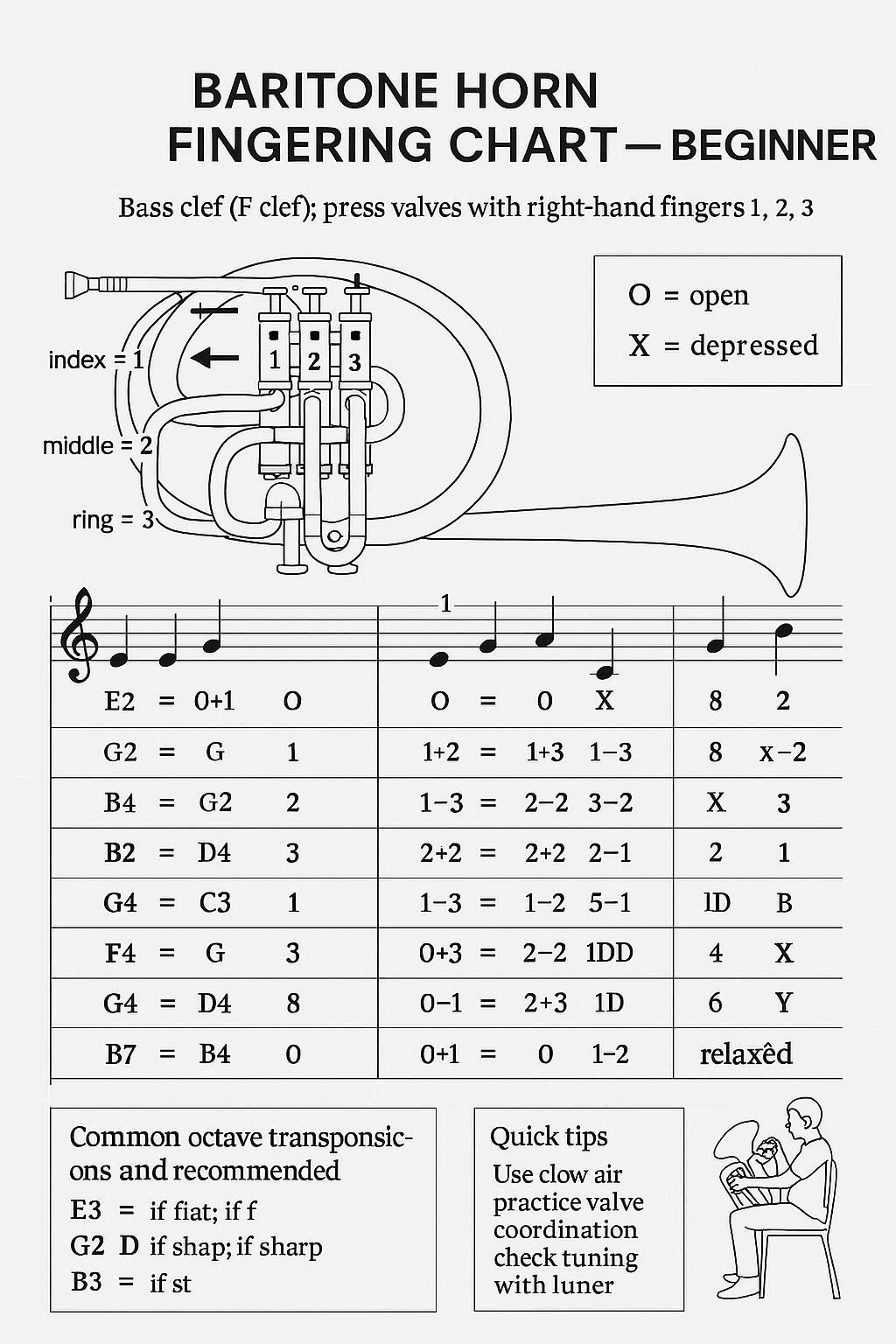 Baritone Horn Fingering Chart Image