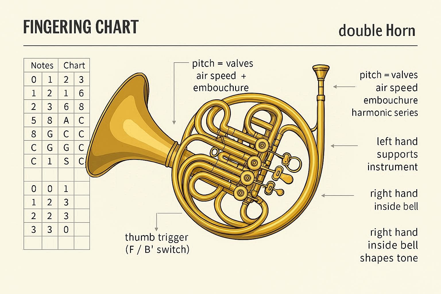French horn diagram