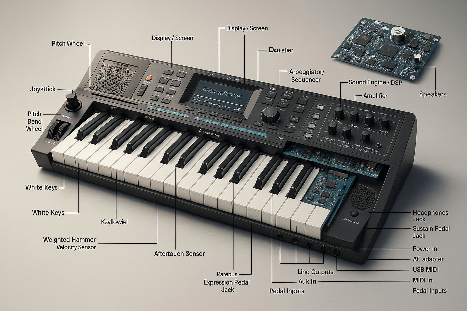 Electronic keyboard anatomy diagram