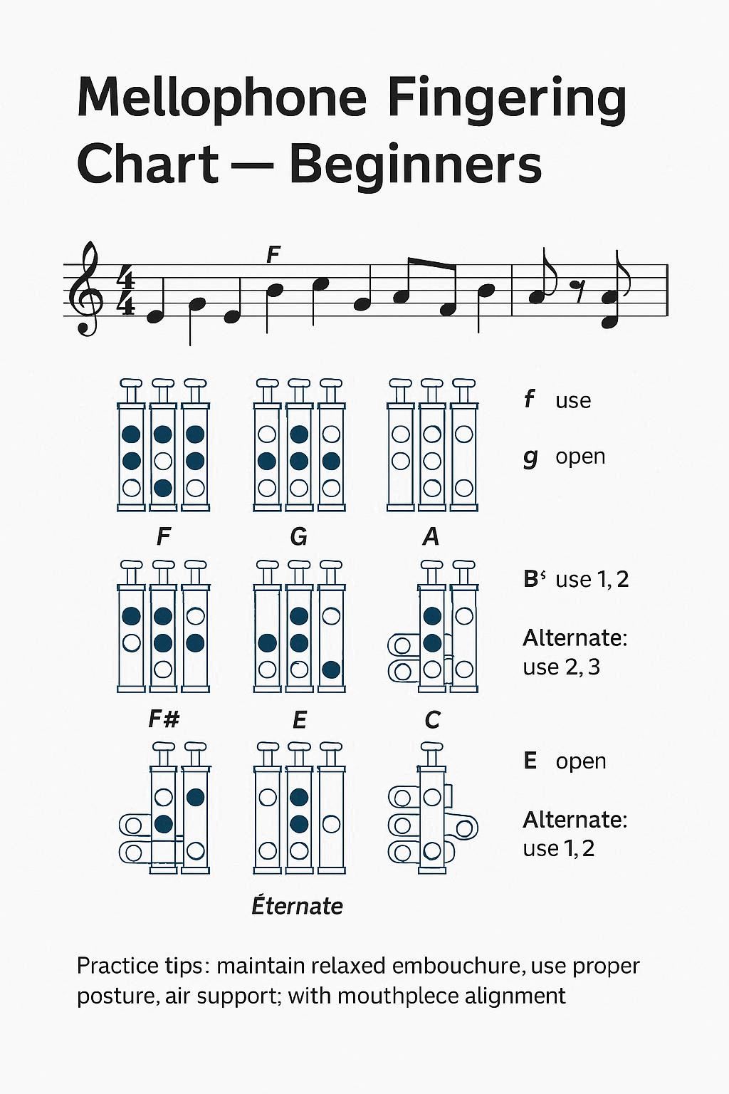Mellophone fingering chart preview