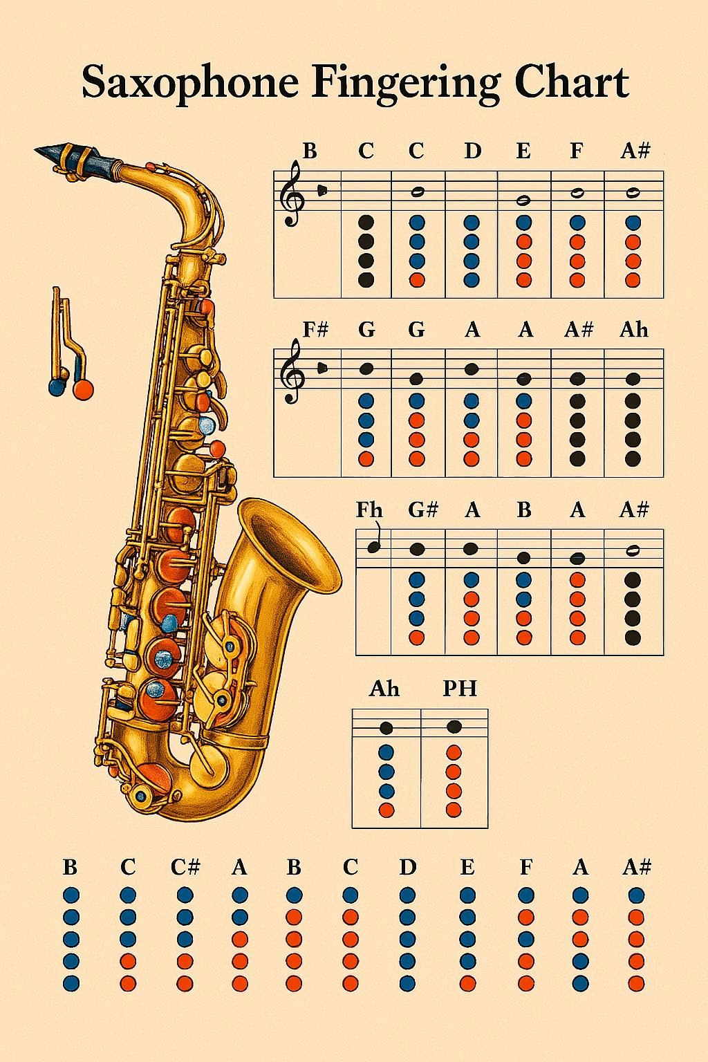 Saxophone fingering chart preview