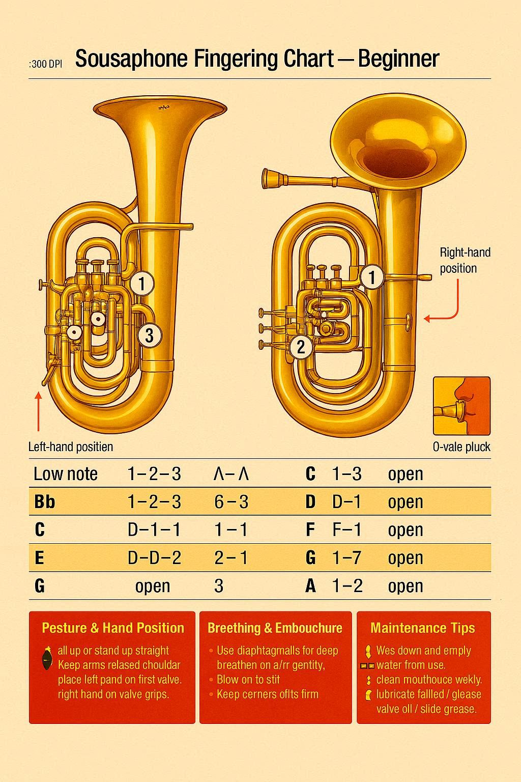 Sousaphone Fingering Chart Image