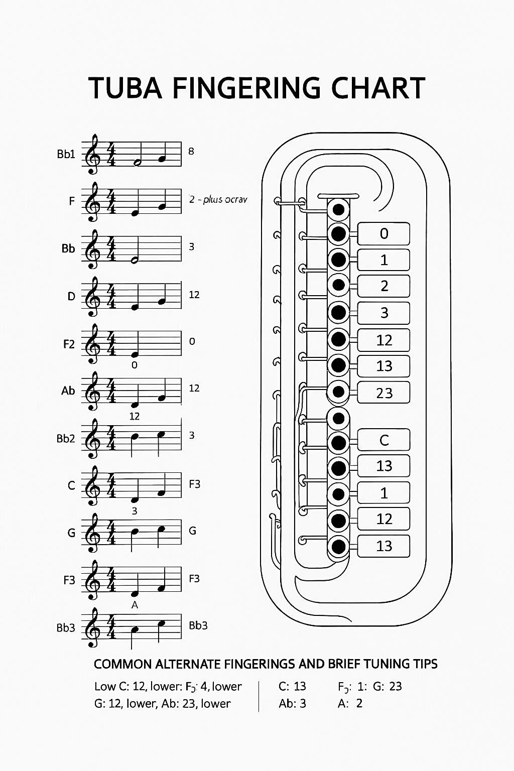 Tuba Fingering Chart Image