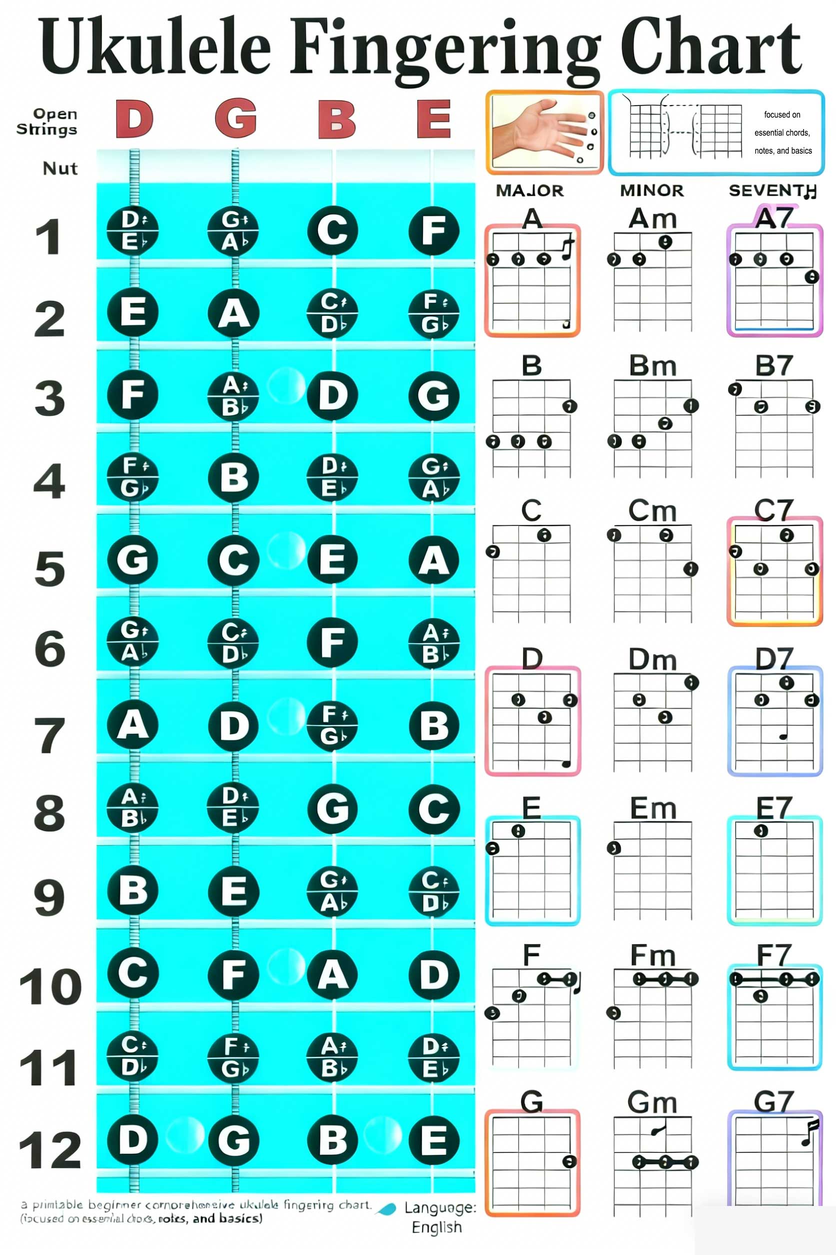 Ukulele fingering chart preview