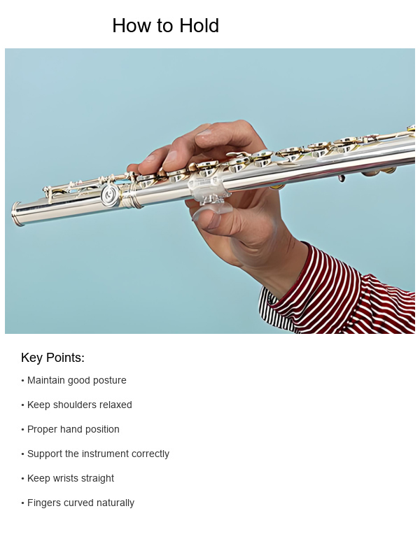 How to hold flute correctly - front view with proper posture