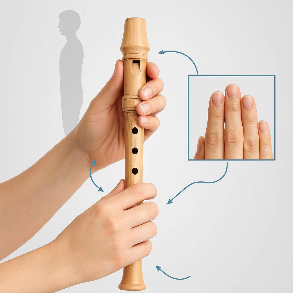 Proper recorder holding technique
