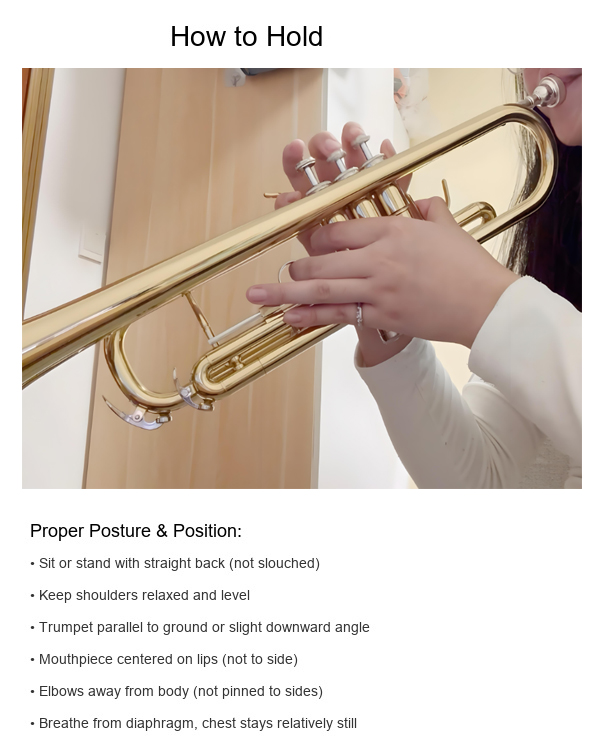 How to hold trumpet correctly - side view with hand position